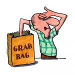 man reaching into grab bag